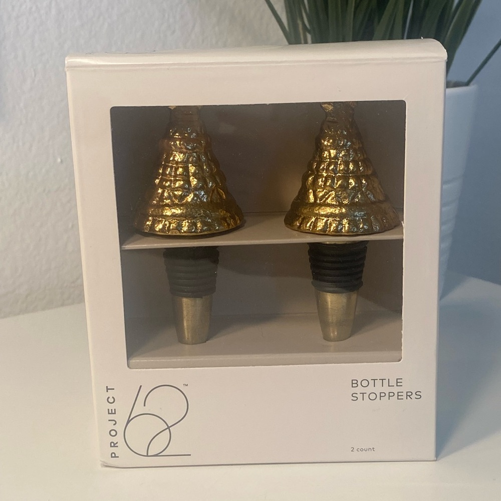 NIB 2 X Christmas Tree Star Topper Bottle Stoppers